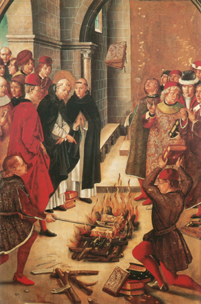 St. Dominic's book miraculously escapes the fire.