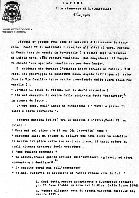 Capovilla letter