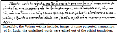 Disputed letter of Sr. Lucia