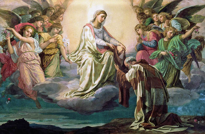 Our Lady gives the Scapular to St. Simon Stock